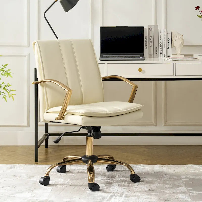 Fauteuil de bureau à bascule en cuir moderne Ignacio avec piètement en métal
