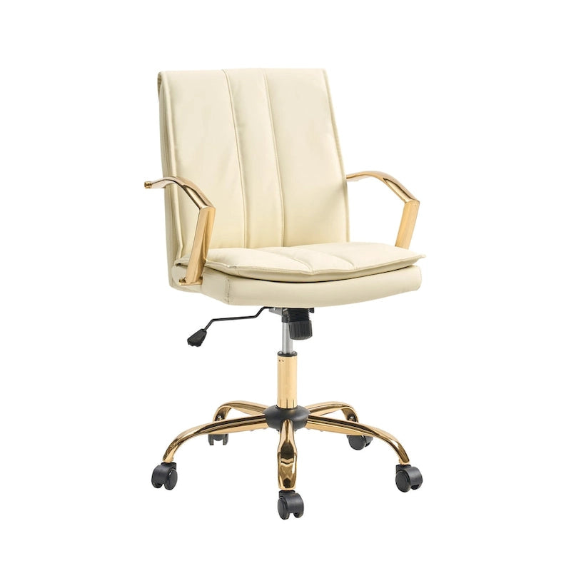 Fauteuil de bureau à bascule en cuir moderne Ignacio avec piètement en métal