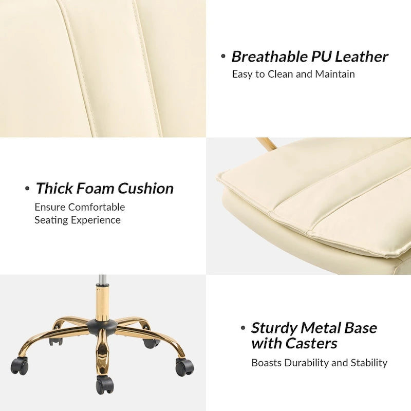 Fauteuil de bureau à bascule en cuir moderne Ignacio avec piètement en métal