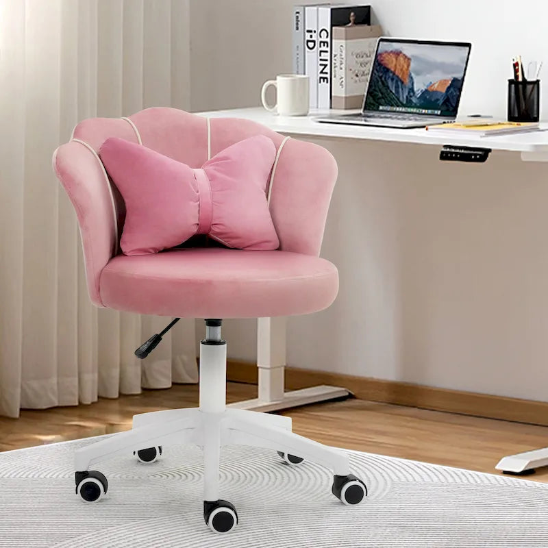 XINMICS Chaise de bureau en velours moderne, pivotante à 360°, hauteur réglable