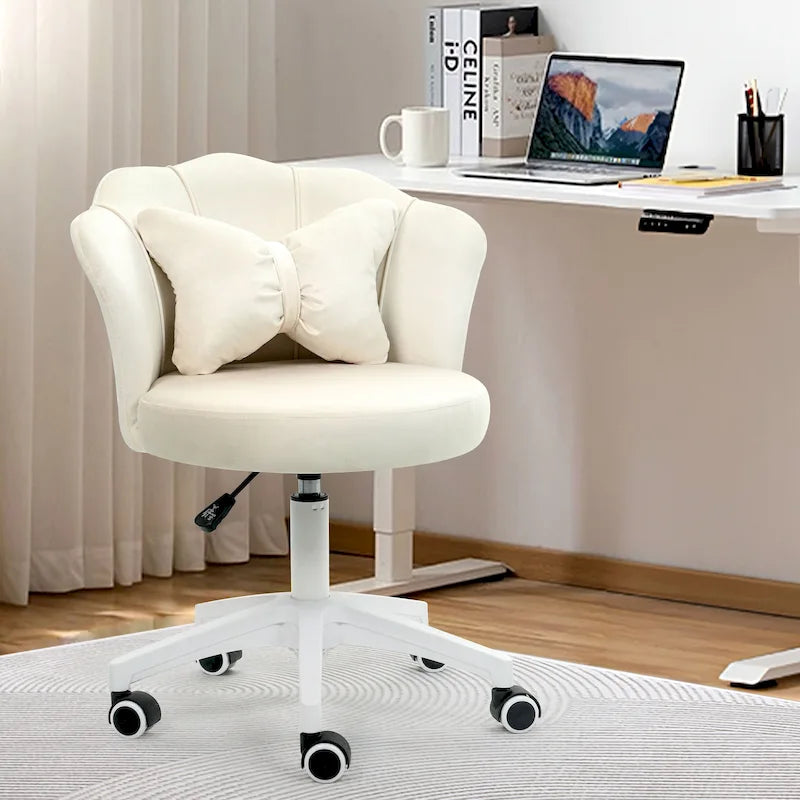 XINMICS Chaise de bureau en velours moderne, pivotante à 360°, hauteur réglable