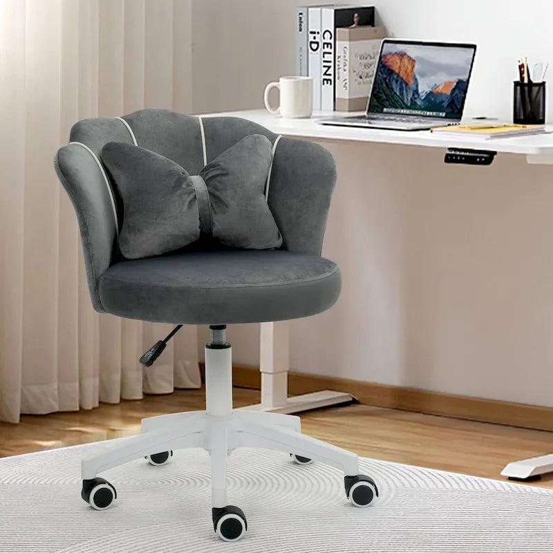 XINMICS Chaise de bureau en velours moderne, pivotante à 360°, hauteur réglable