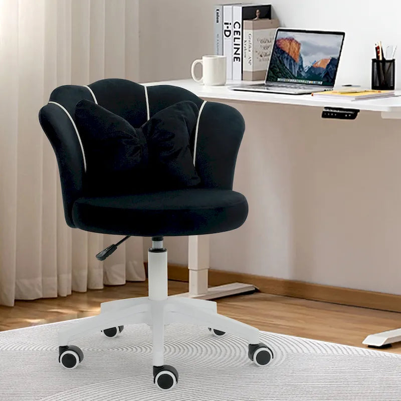 XINMICS Chaise de bureau en velours moderne, pivotante à 360°, hauteur réglable
