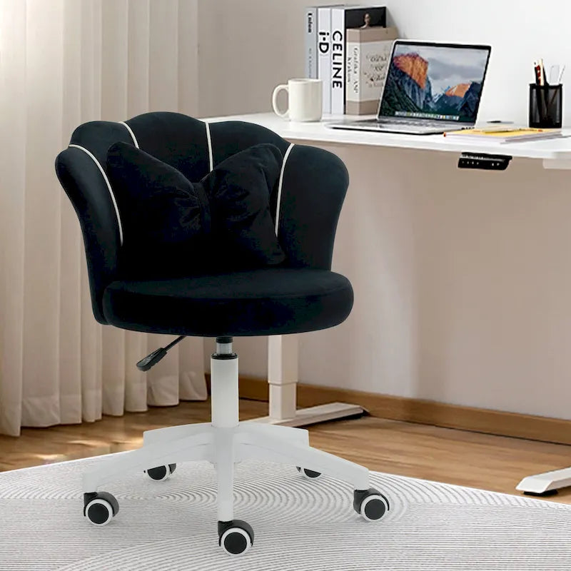 XINMICS Chaise de bureau en velours moderne, pivotante à 360°, hauteur réglable