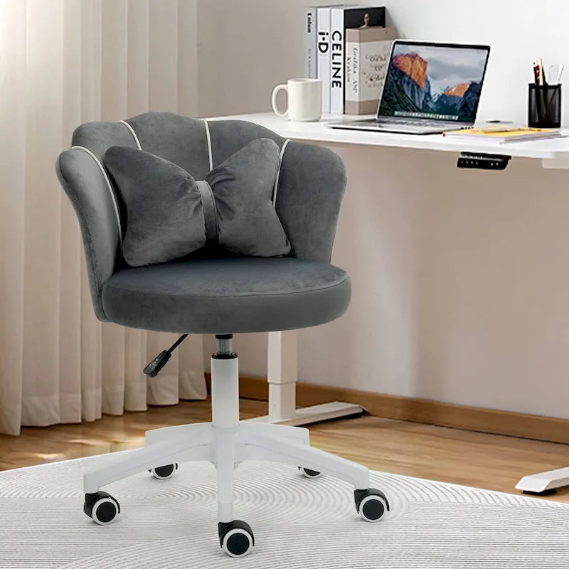XINMICS Chaise de bureau en velours moderne, pivotante à 360°, hauteur réglable