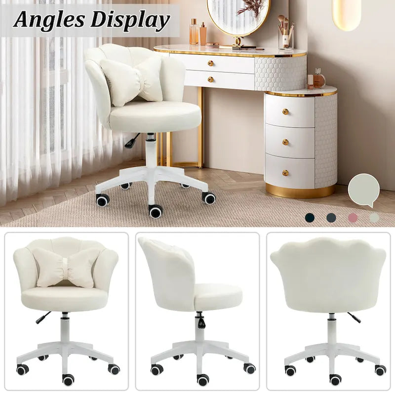 XINMICS Chaise de bureau en velours moderne, pivotante à 360°, hauteur réglable