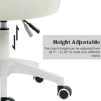 XINMICS Chaise de bureau en velours moderne, pivotante à 360°, hauteur réglable