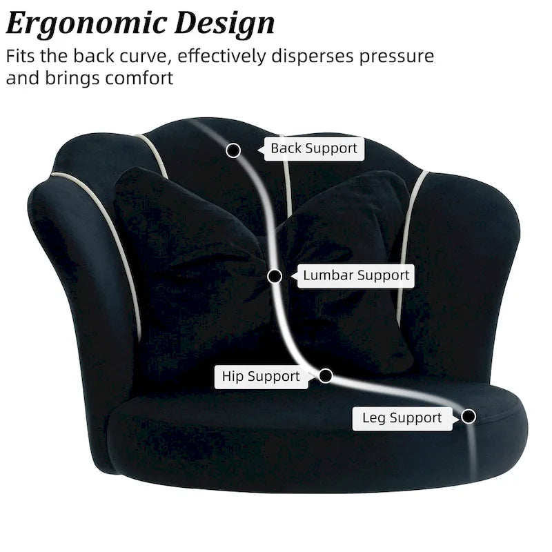 XINMICS Chaise de bureau en velours moderne, pivotante à 360°, hauteur réglable