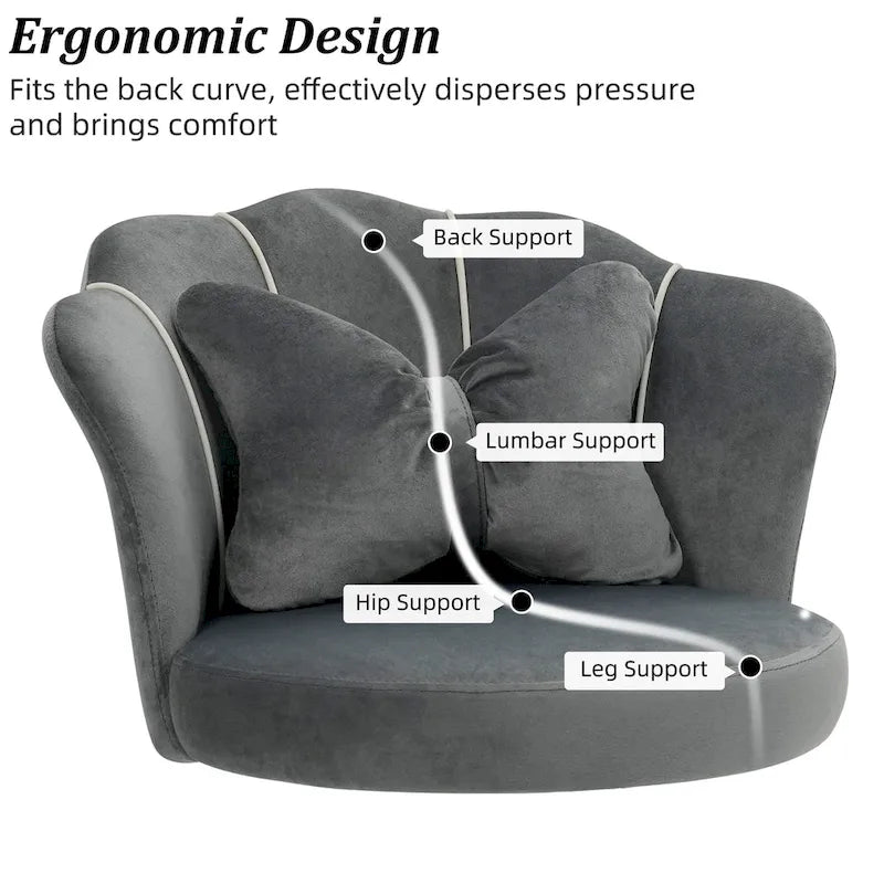 XINMICS Chaise de bureau en velours moderne, pivotante à 360°, hauteur réglable