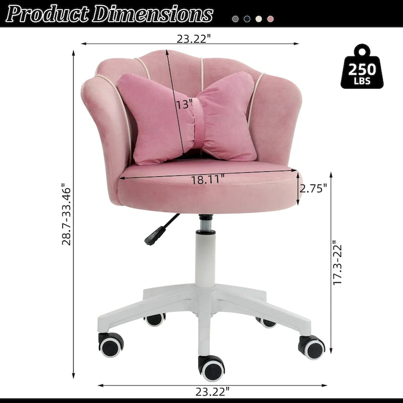 XINMICS Chaise de bureau en velours moderne, pivotante à 360°, hauteur réglable