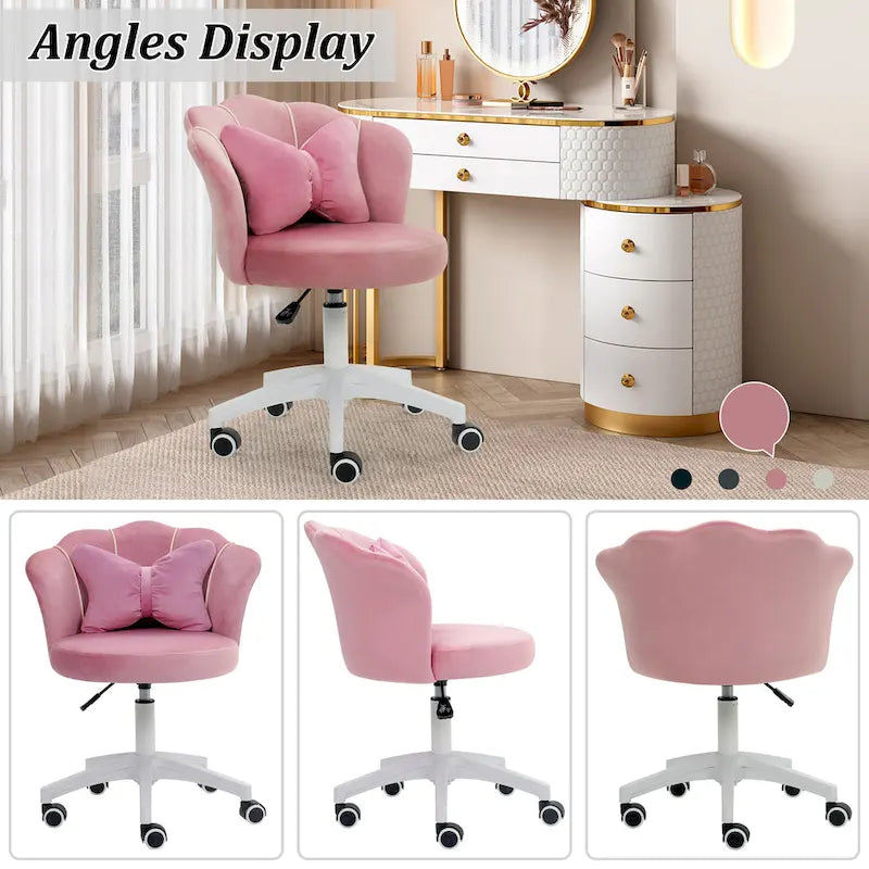 XINMICS Chaise de bureau en velours moderne, pivotante à 360°, hauteur réglable