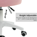 XINMICS Chaise de bureau en velours moderne, pivotante à 360°, hauteur réglable