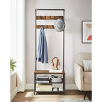 VASAGLE Meuble d'entrée avec banc et rangement à chaussures, Banc d'entrée avec porte-manteau et étagère à chaussures, Étagères en tissu