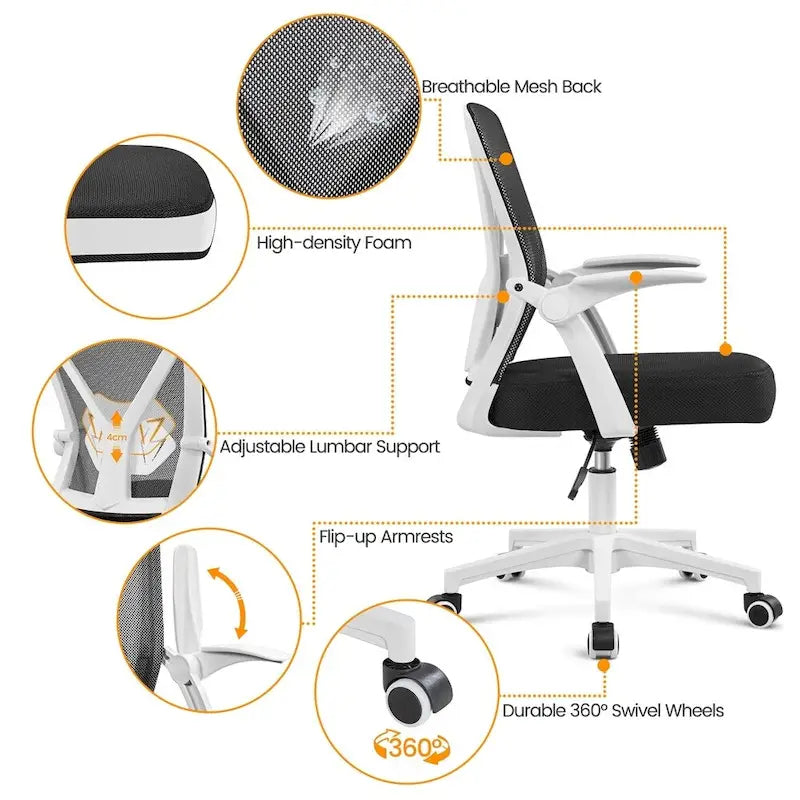 Chaise de Bureau en Maille Yaheetech avec Accoudoirs Relevables Chaise de Bureau Confortable - N/A