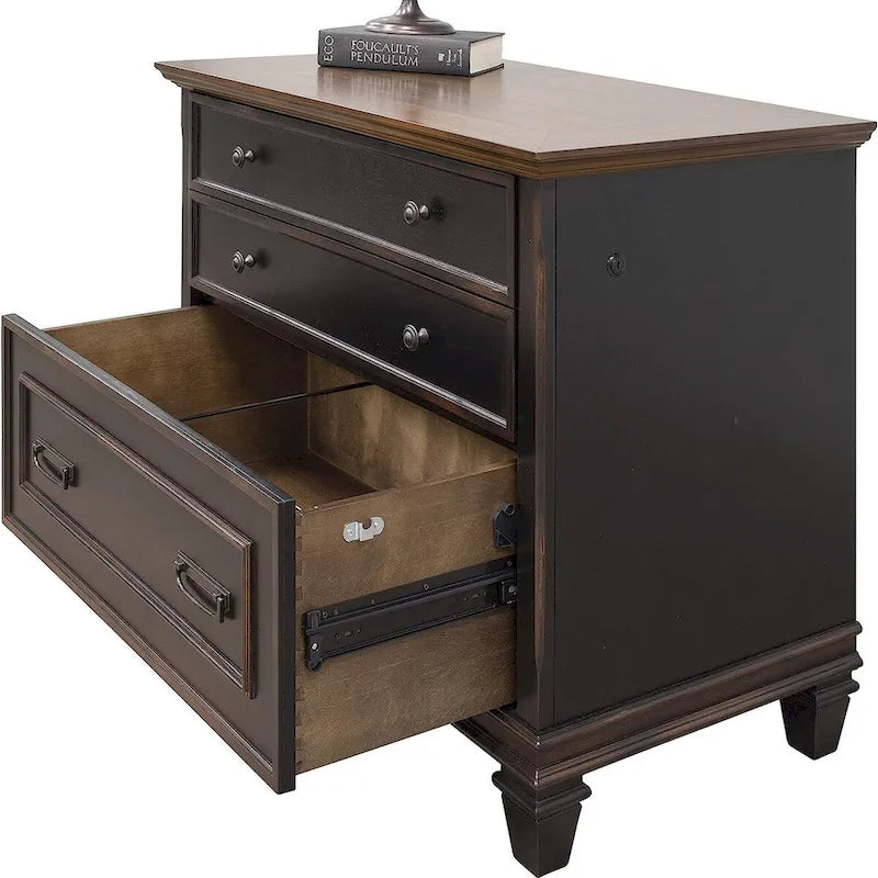 Hartford Wood Classeur latéral avec tiroir de classement à verrouillage format légal/lettre, armoire de rangement, noir