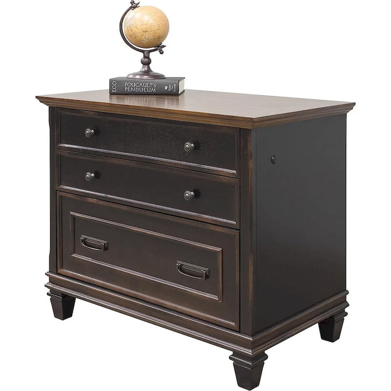 Hartford Wood Classeur latéral avec tiroir de classement à verrouillage format légal/lettre, armoire de rangement, noir