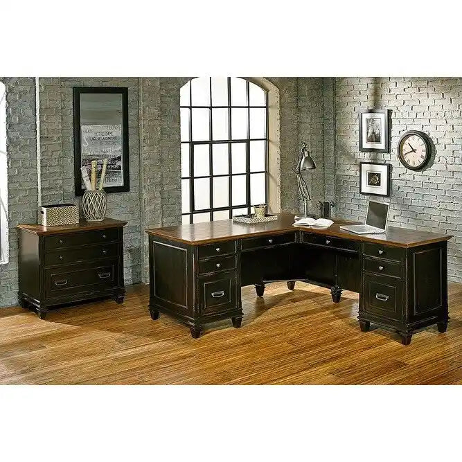 Hartford Wood Classeur latéral avec tiroir de classement à verrouillage format légal/lettre, armoire de rangement, noir