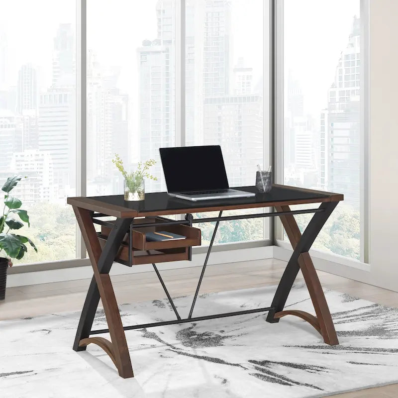 Bureau en verre avec rangement de 48 po