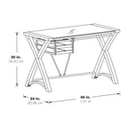 Bureau en verre avec rangement de 48 po