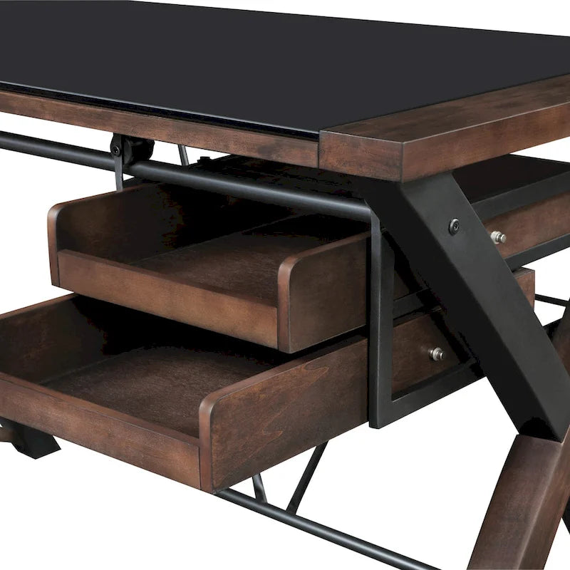 Bureau en verre avec rangement de 48 po