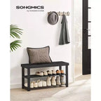 SONGMICS Banc range-chaussures, meuble de rangement pour chaussures en bambou à 3 niveaux, banc d'entrée, supporte jusqu'à 130 kg, 28,7 x 90 x 45,2 cm