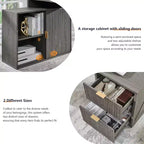 Bureau d'angle moderne en L de 67 pouces avec armoire de rangement et tiroirs, bureau d'ordinateur en bois avec prises de courant, bureau à hauteur réglable