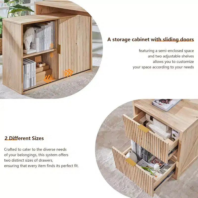 Bureau d'angle moderne en L de 67 pouces avec armoire de rangement et tiroirs, bureau d'ordinateur en bois avec prises de courant, bureau à hauteur réglable