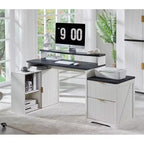 Modern 67 L-Shaped Desk with Storage Cabinet & Drawers, Wood Home Office Desk with Power Outlets, Standing Writing Desk