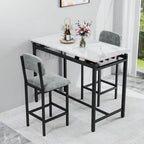 Ensemble de salle à manger 3 pièces Mieres, ensemble table et chaises pour 2 personnes, ensemble table de cuisine avec 2 chaises rembourrées