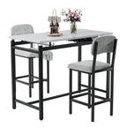 Ensemble de salle à manger 3 pièces Mieres, ensemble table et chaises pour 2 personnes, ensemble table de cuisine avec 2 chaises rembourrées