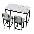 Ensemble de salle à manger 3 pièces Mieres, ensemble table et chaises pour 2 personnes, ensemble table de cuisine avec 2 chaises rembourrées