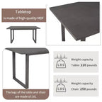 Whisen Ensemble table à manger en bois massif 6 pièces avec table rectangulaire, 4 chaises et banc - Gris