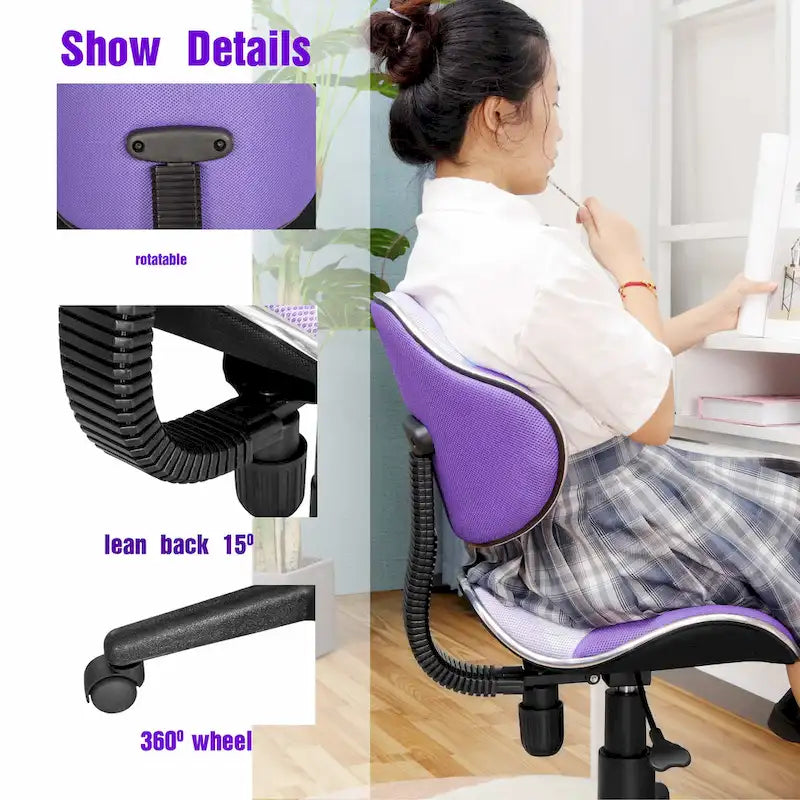 Chaise de bureau ergonomique en maille JJS avec support lombaire réglable