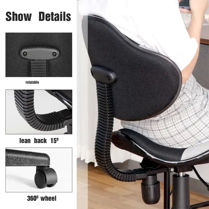 Chaise de bureau ergonomique en maille JJS avec support lombaire réglable
