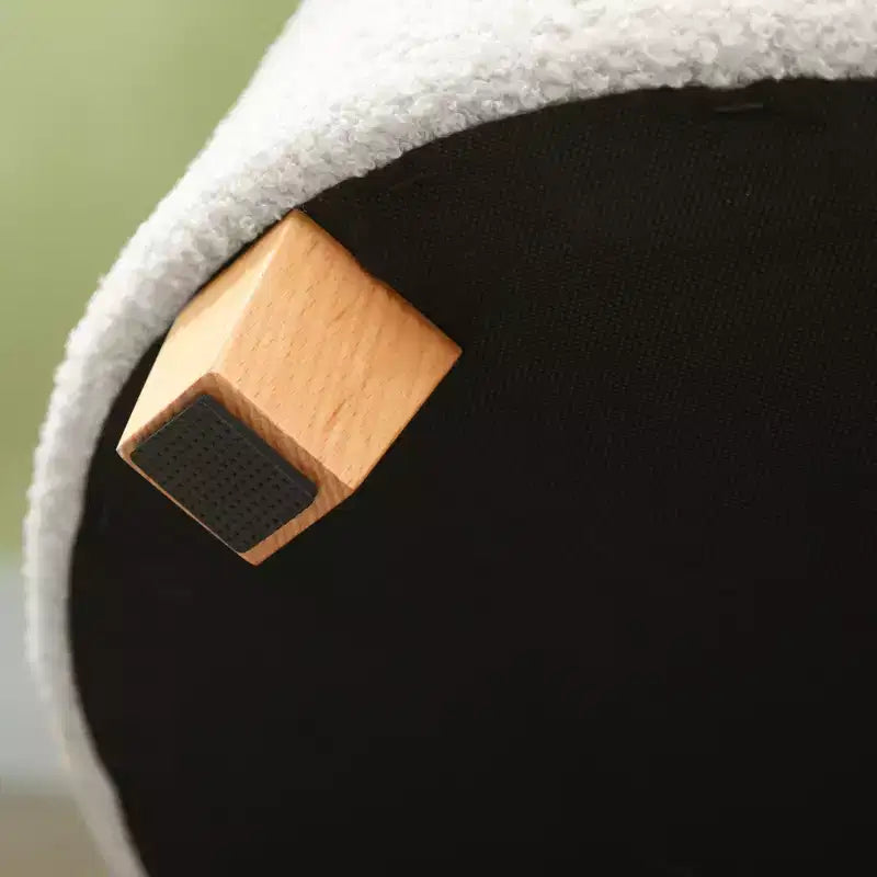 HOMCOM Pouf rond de 45 cm avec rangement, tabouret de chambre à coucher en molleton bouclette avec couvercle amovible et pieds en bois pour salon, couloir, blanc