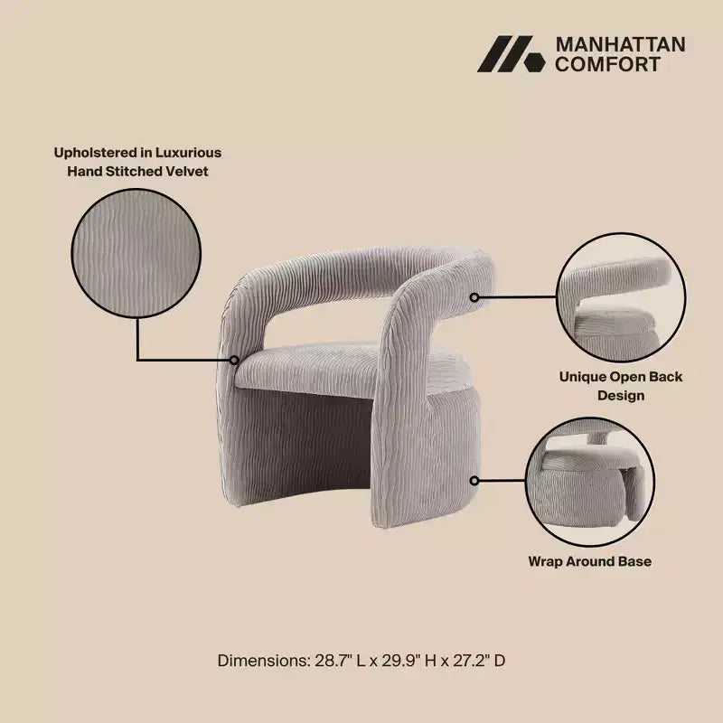Lot de 2 chaises de salle à manger modernes rembourrées en velours Corvette de Manhattan Comfort