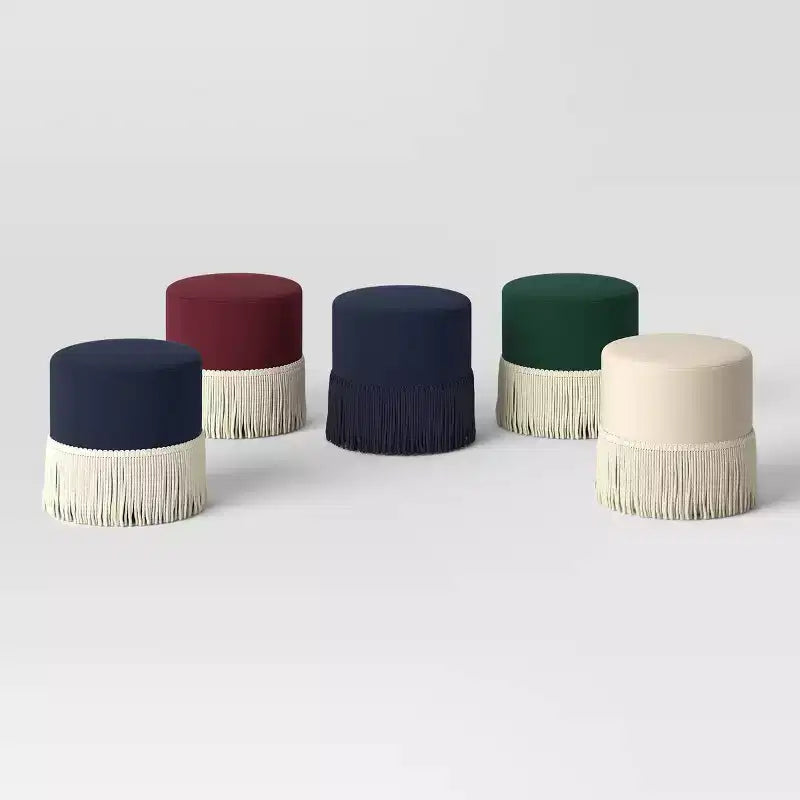 Fringe Drum Ottoman in Velvet - Threshold