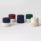 Fringe Drum Ottoman in Velvet - Threshold
