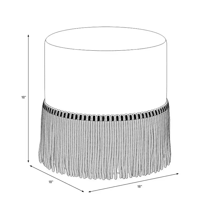 Pouf tambour à franges en velours – Threshold