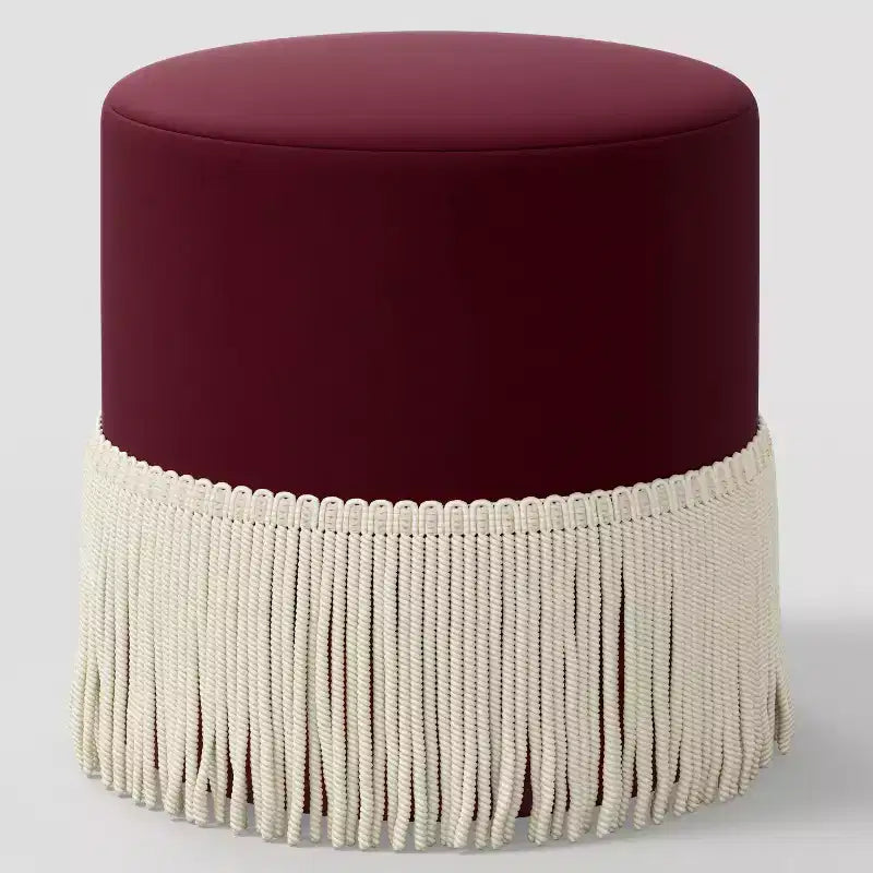 Pouf tambour à franges en velours – Threshold