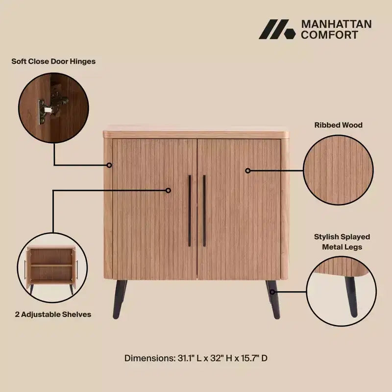 Meuble d'appoint moderne du milieu du siècle Manhattan Comfort Jodie avec 2 étagères