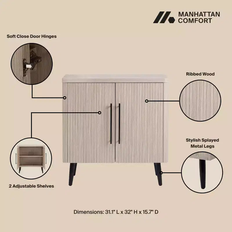 Meuble d'appoint moderne du milieu du siècle Manhattan Comfort Jodie avec 2 étagères