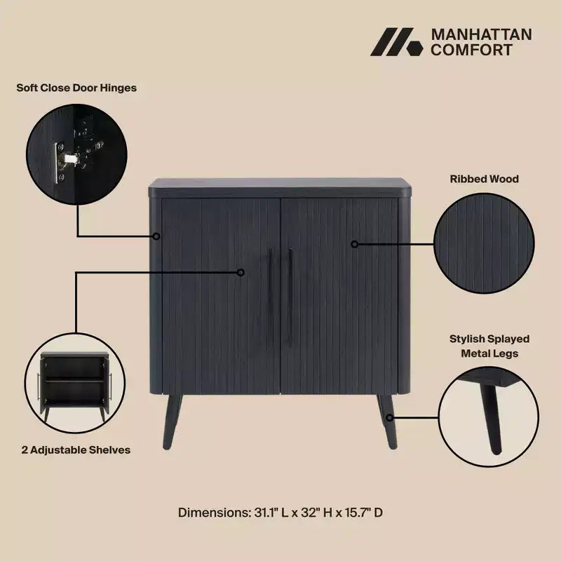 Meuble d'appoint moderne du milieu du siècle Manhattan Comfort Jodie avec 2 étagères