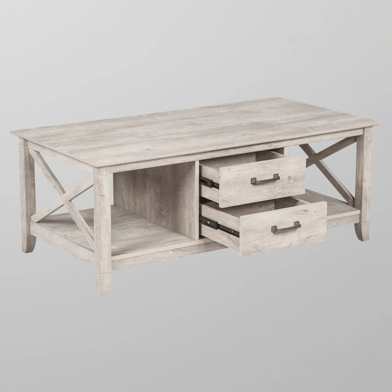 Table basse grise Saint Birch Honduras avec 2 tiroirs