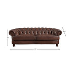 Canapé en cuir pleine fleur Chesterfield Hydeline Newport avec plumes, mousse à mémoire de forme et ressorts