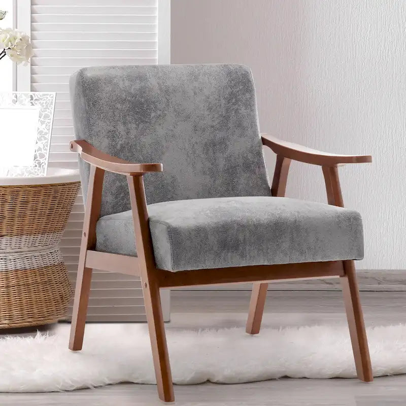 Chaise Mid-Century Moderne, Chaise de salon avec cadre en bois massif