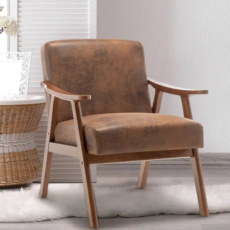 Chaise Mid-Century Moderne, Chaise de salon avec cadre en bois massif