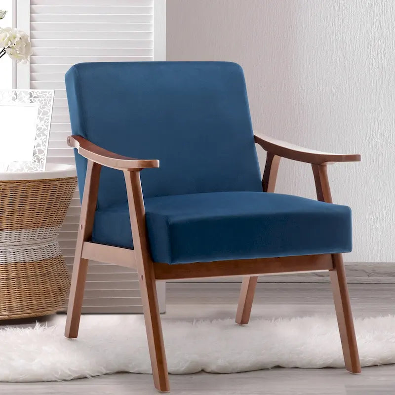 Chaise Mid-Century Moderne, Chaise de salon avec cadre en bois massif