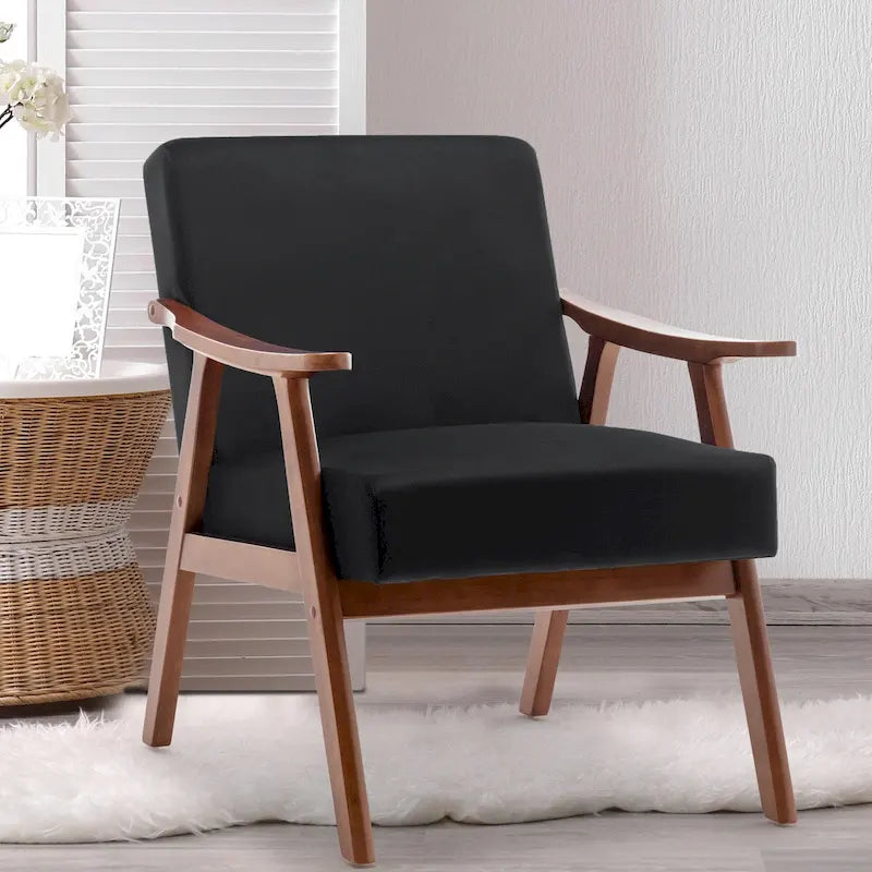 Chaise Mid-Century Moderne, Chaise de salon avec cadre en bois massif