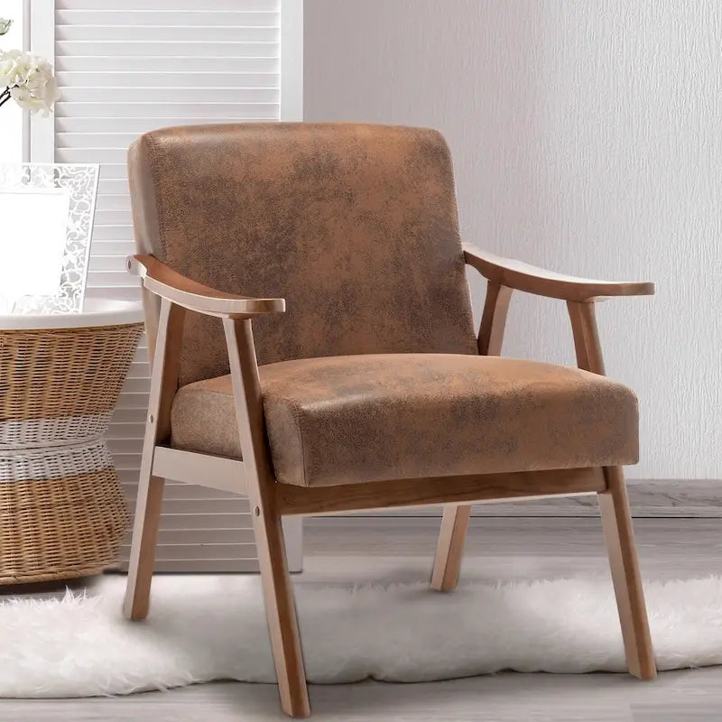 Chaise Mid-Century Moderne, Chaise de salon avec cadre en bois massif